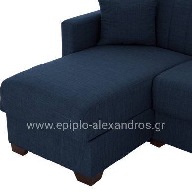 CORNER SOFA-BED GHUFRAN HM3244.07 REVERSIBLE WITH STORAGE SPACE-BLUE FABRIC 202x140x78Hcm.