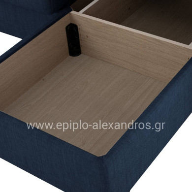 CORNER SOFA-BED GHUFRAN HM3244.07 REVERSIBLE WITH STORAGE SPACE-BLUE FABRIC 202x140x78Hcm.