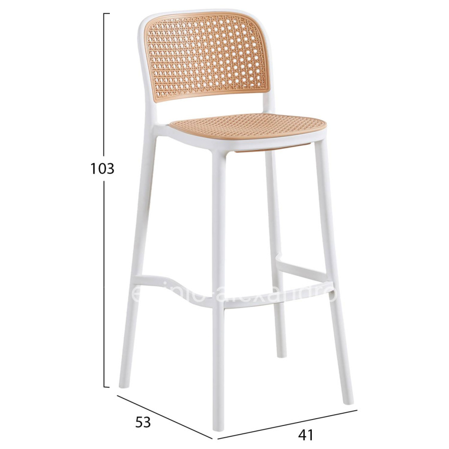 BAR STOOL HM5939.01 POLYPROPYLENE WHITE-BEIGE 41x53x103Hcm.