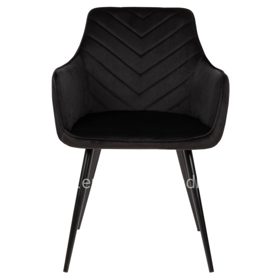 ARMCHAIR LATRELL HM8582.04 BLACK VELVET & BLACK METAL LEGS 54x57x84Hcm.