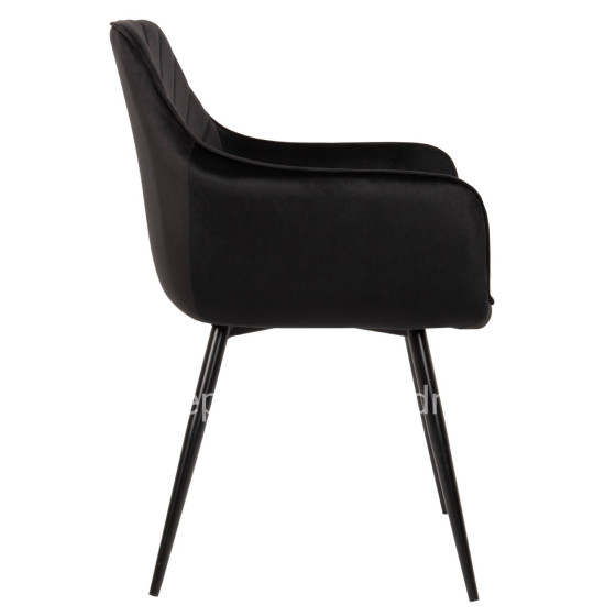 ARMCHAIR LATRELL HM8582.04 BLACK VELVET & BLACK METAL LEGS 54x57x84Hcm.