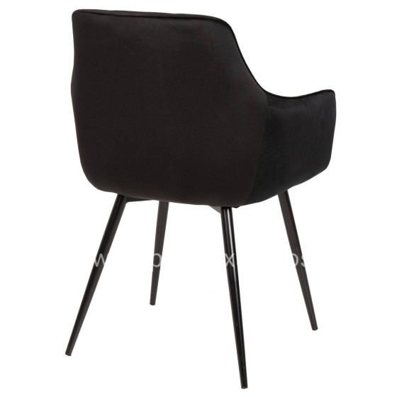 ARMCHAIR LATRELL HM8582.04 BLACK VELVET & BLACK METAL LEGS 54x57x84Hcm.
