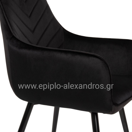 ARMCHAIR LATRELL HM8582.04 BLACK VELVET & BLACK METAL LEGS 54x57x84Hcm.