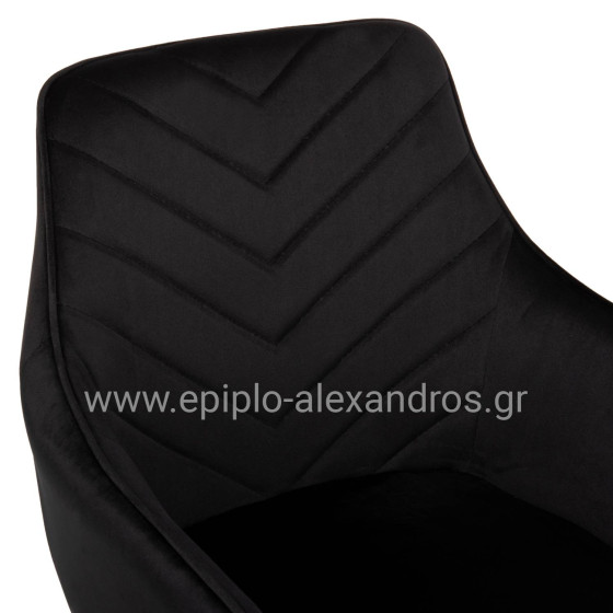ARMCHAIR LATRELL HM8582.04 BLACK VELVET & BLACK METAL LEGS 54x57x84Hcm.