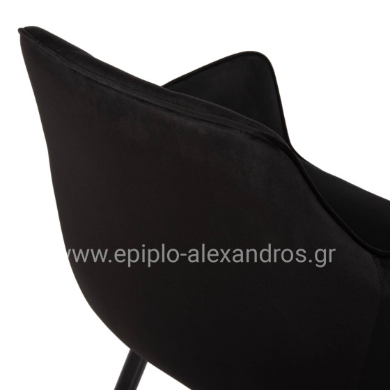 ARMCHAIR LATRELL HM8582.04 BLACK VELVET & BLACK METAL LEGS 54x57x84Hcm.