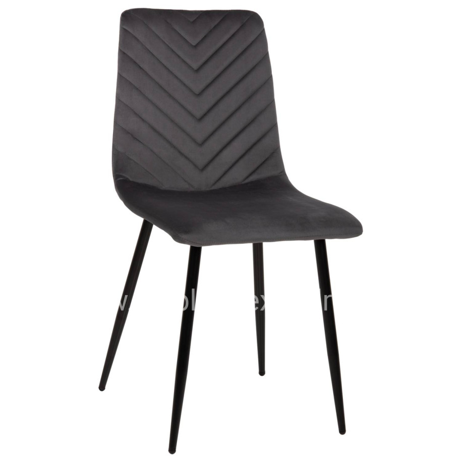 DINING CHAIR LATRELL HM8587.01 GREY VELVET & BLACK METAL LEGS 43x54x88Hcm.