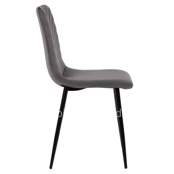 DINING CHAIR LATRELL HM8587.01 GREY VELVET & BLACK METAL LEGS 43x54x88Hcm.
