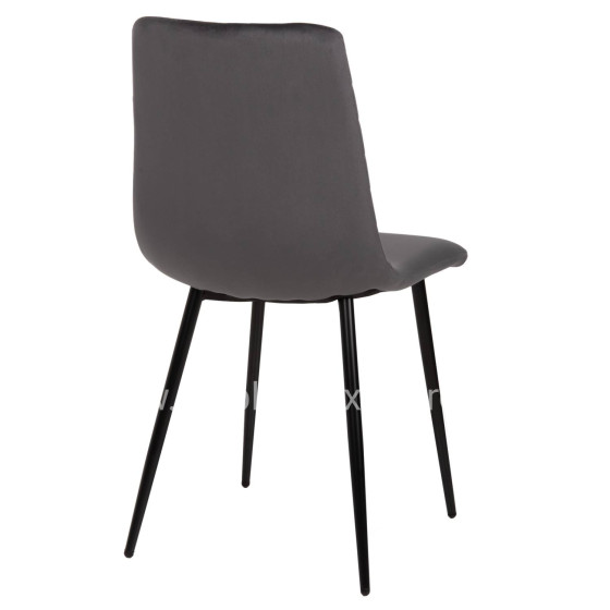 DINING CHAIR LATRELL HM8587.01 GREY VELVET & BLACK METAL LEGS 43x54x88Hcm.