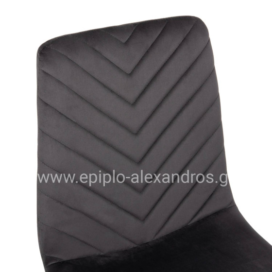 DINING CHAIR LATRELL HM8587.01 GREY VELVET & BLACK METAL LEGS 43x54x88Hcm.