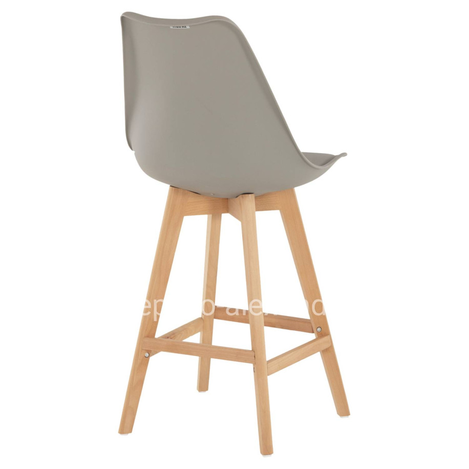 BAR STOOL VEGAS HM8000.30 GREY POLYPROPYLENE- BEECH WOOD IN NATURAL COLOR 47x58x107Hcm.