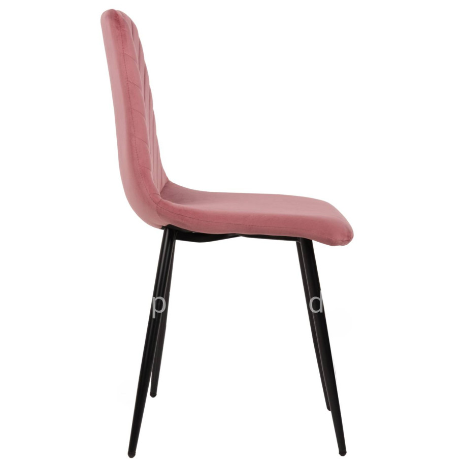 DINING CHAIR LATRELL HM8587.02 DUSTY PINK VELVET & BLACK METAL LEGS 43x54x88Hcm.