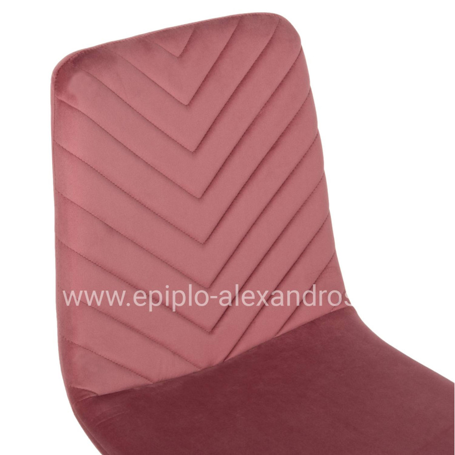 DINING CHAIR LATRELL HM8587.02 DUSTY PINK VELVET & BLACK METAL LEGS 43x54x88Hcm.