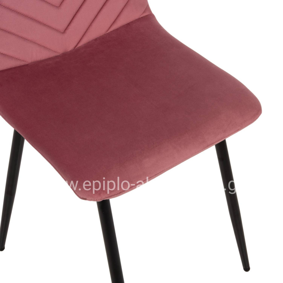DINING CHAIR LATRELL HM8587.02 DUSTY PINK VELVET & BLACK METAL LEGS 43x54x88Hcm.
