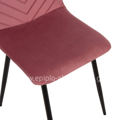 DINING CHAIR LATRELL HM8587.02 DUSTY PINK VELVET & BLACK METAL LEGS 43x54x88Hcm.