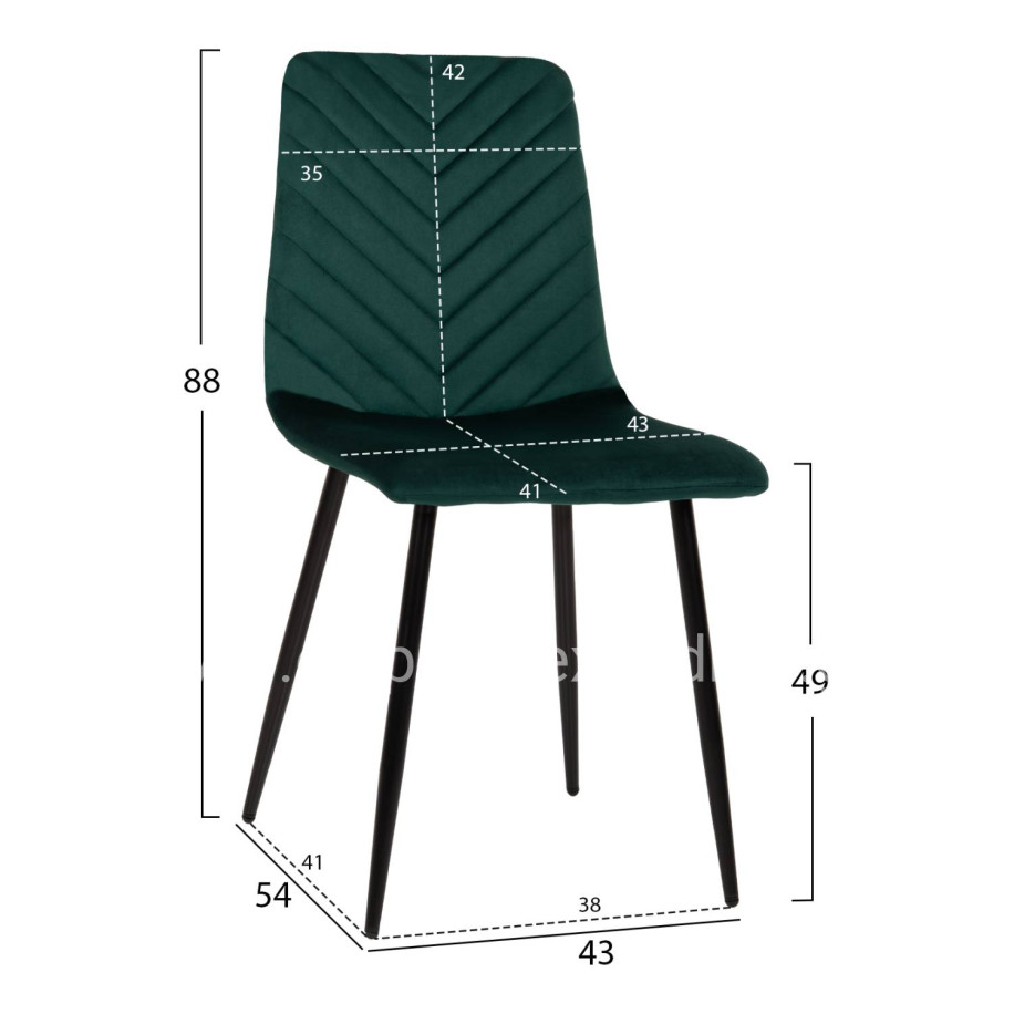 DINING CHAIR LATRELL HM8587.03 CYPRESS GREEN VELVET & BLACK METAL LEGS 43x54x88Hcm.