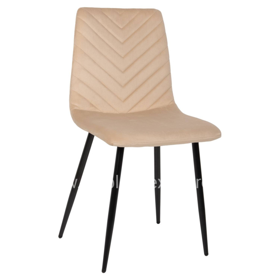 DINING CHAIR LATRELL HM8587.05 ECRU VELVET & BLACK METAL LEGS 43x54x88Hcm.