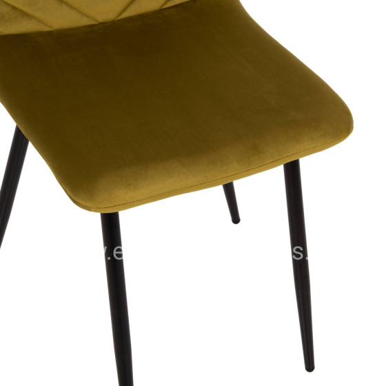DINING CHAIR LATRELL HM8587.07 OLIVE GREEN VELVET & BLACK METAL LEGS 43x54x88Hcm.