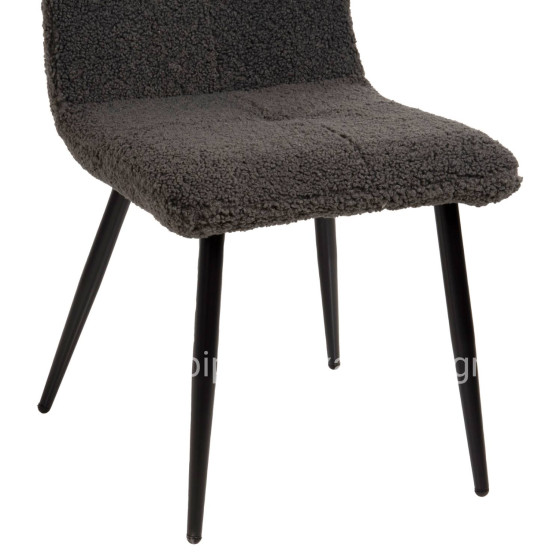 ΚΑΡΕΚΛΑ SHELLY HM8590.01 ΓΚΡΙ TEDDY ΥΦΑΣΜΑ ME ΜΕΤΑΛΛΙΚΑ ΜΑΥΡΑ ΠΟΔΙΑ 48x64x87Yεκ.