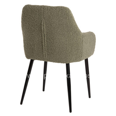 ARMCHAIR SHELLY HM8591.03 TEDDY FABRIC IN PISTACHIO GREEN-BLACK METAL LEGS 57x55x87Hcm.