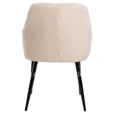 ARMCHAIR SHELLY HM8591.02 TEDDY FABRIC IN WHITE-BLACK METAL LEGS 57x55x87Hcm.