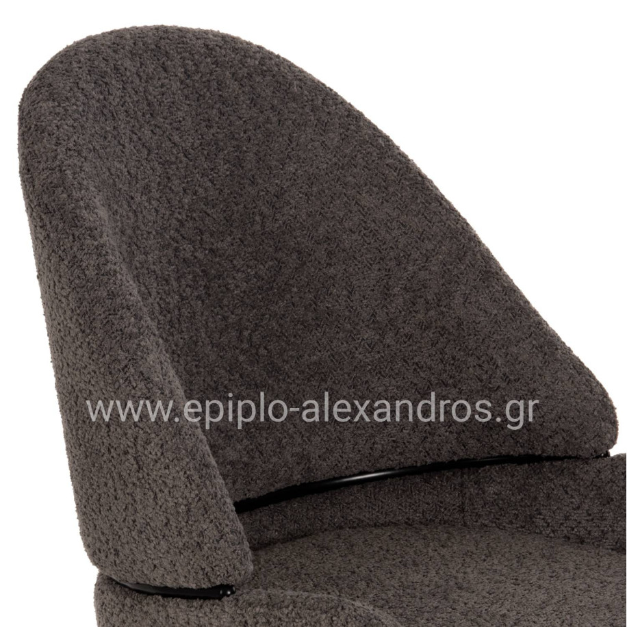 BAR STOOL MEDIUM HEIGHT HM8586.01 GREY BOUCLE FABRIC-BLACK METAL LEGS  55x62x105H cm.