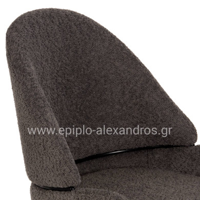 BAR STOOL MEDIUM HEIGHT HM8586.01 GREY BOUCLE FABRIC-BLACK METAL LEGS  55x62x105H cm.