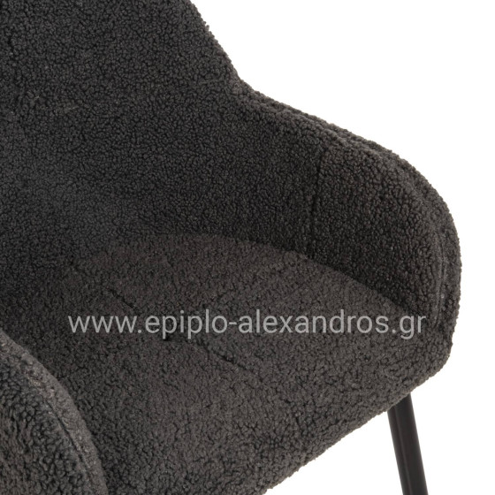 ΠΟΛΥΘΡΟΝΑ SHELLY HM8591.01 ΥΦΑΣΜΑ TEDDY ΓΚΡΙ ΜΕ ΜΑΥΡΑ ΜΕΤΑΛΛΙΚΑ ΠΟΔΙΑ 57x55x87Yεκ.