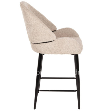 BAR STOOL MEDIUM HEIGHT ΗΜ8586.03 GREΕΝ BOUCLE FABRIC-BLACK METAL LEGS 55x62x105H cm