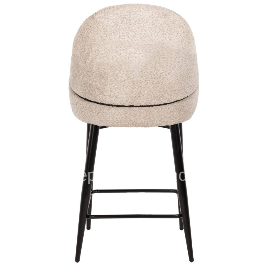 BAR STOOL MEDIUM HEIGHT ΗΜ8586.03 GREΕΝ BOUCLE FABRIC-BLACK METAL LEGS 55x62x105H cm