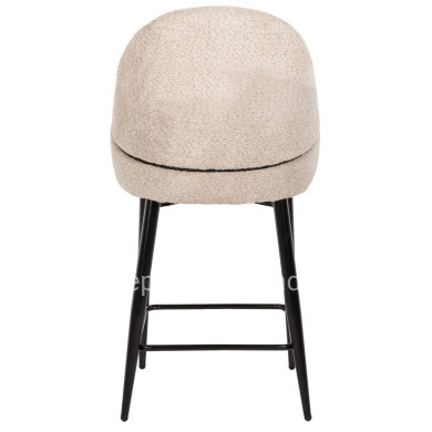 BAR STOOL MEDIUM HEIGHT ΗΜ8586.03 GREΕΝ BOUCLE FABRIC-BLACK METAL LEGS 55x62x105H cm