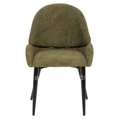 CHAIR SARKY HM8585.03 BOUCLE GREEN FABRIC-BLACK METAL LEGS 55x62x89Hcm.