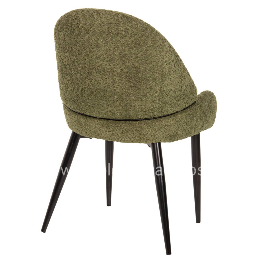 CHAIR SARKY HM8585.03 BOUCLE GREEN FABRIC-BLACK METAL LEGS 55x62x89Hcm.