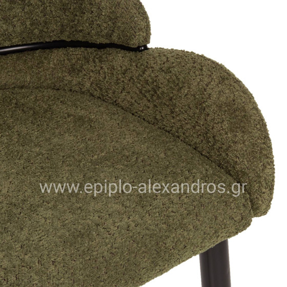 CHAIR SARKY HM8585.03 BOUCLE GREEN FABRIC-BLACK METAL LEGS 55x62x89Hcm.