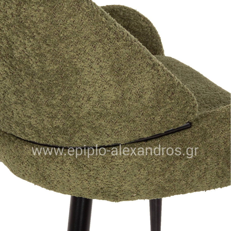 CHAIR SARKY HM8585.03 BOUCLE GREEN FABRIC-BLACK METAL LEGS 55x62x89Hcm.