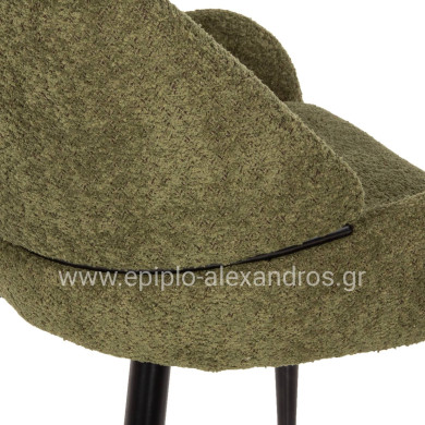 CHAIR SARKY HM8585.03 BOUCLE GREEN FABRIC-BLACK METAL LEGS 55x62x89Hcm.