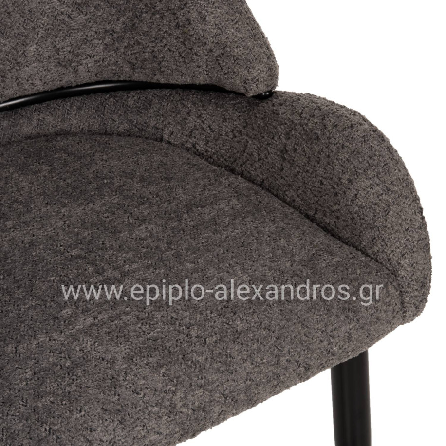 ΚΑΡΕΚΛΑ SARKY HM8585.01 ΥΦΑΣΜΑ ΜΠΟΥΚΛΕ ΓΚΡΙ ΜΕ ΜΕΤΑΛΛΙΚΑ ΠΟΔΙΑ 55x62x89Yεκ.