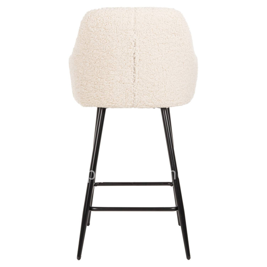 BAR STOOL MEDIUM HEIGHT STRIKE HM8592.02 WHITE TEDDY FABRIC-BLACK METAL LEGS 50x50x94,5Hcm.