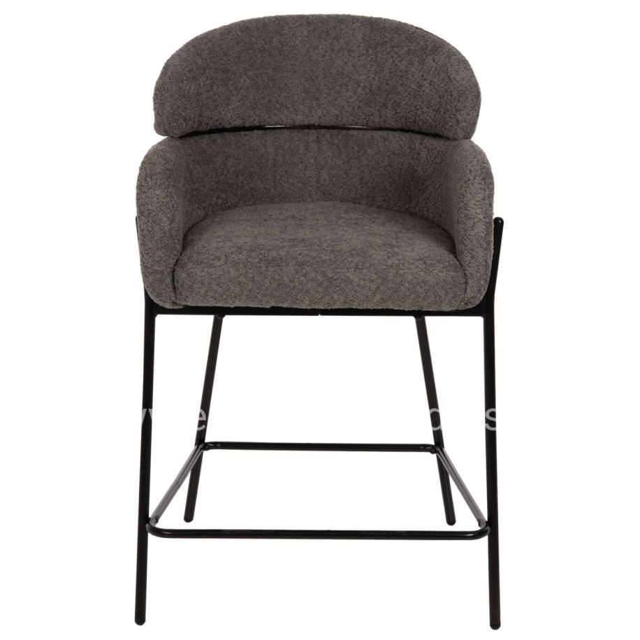 BAR STOOL MEDIUM HEIGHT WOLF HM8584.01 GREY BOUCLE FABRIC-BLACK METAL LEGS 56x56x96Hcm.