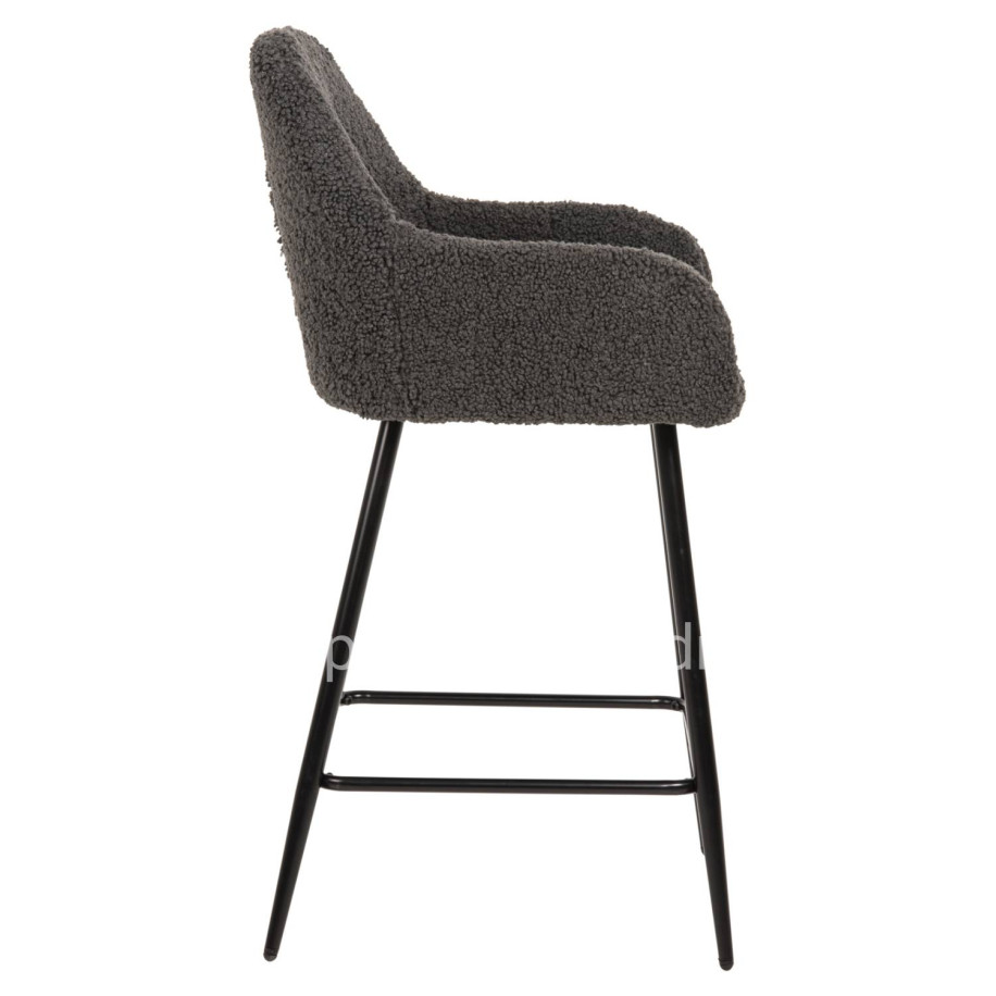 BAR STOOL MEDIUM HEIGHT STRIKE HM8592.01 GREY TEDDY FABRIC-BLACK METAL LEGS 50x50x94,5Hcm.