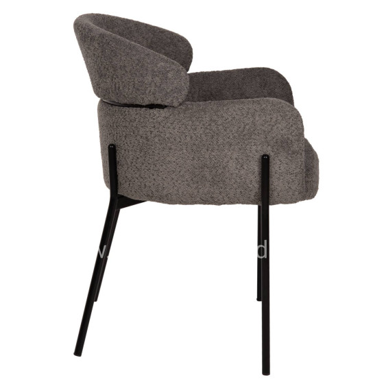 ARMCHAIR WOLF HM8583.01 GREY BOUCLE FABRIC-BLACK METAL LEGS 58x58x80Hcm.