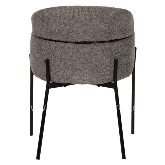 ARMCHAIR WOLF HM8583.01 GREY BOUCLE FABRIC-BLACK METAL LEGS 58x58x80Hcm.
