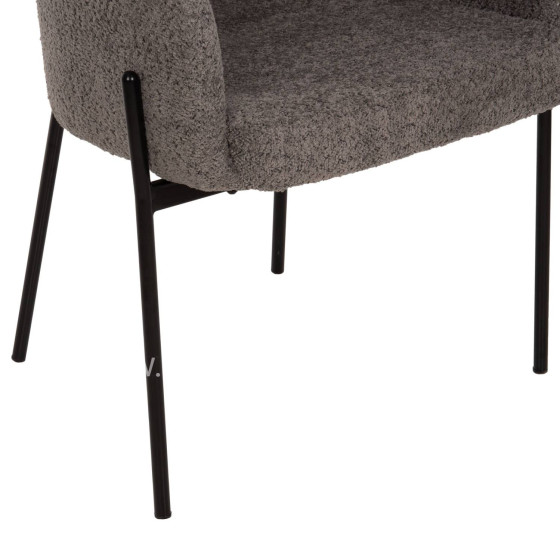 ARMCHAIR WOLF HM8583.01 GREY BOUCLE FABRIC-BLACK METAL LEGS 58x58x80Hcm.