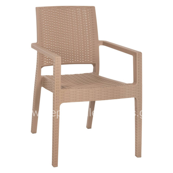 ARMCHAIR POLYPROPYLENE HEAVY-DUTY KAGANU HM5134.03 CAPPUCCINO 58x55x88Hcm.