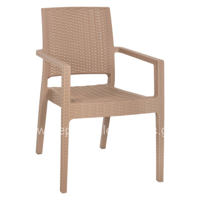ARMCHAIR POLYPROPYLENE HEAVY-DUTY KAGANU HM5134.03 CAPPUCCINO 58x55x88Hcm.