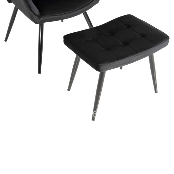 ARMCHAIR WITH FOOTSTOOL CRAWLEY HM8918.04 BLACK VLEVET-METAL LEGS 70x57x103Hcm.