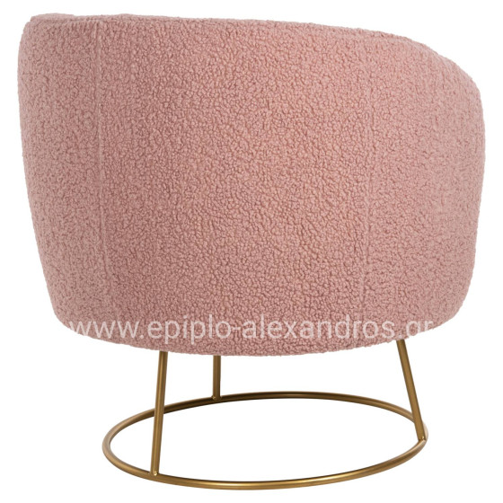 ARMCHAIR ARIEN HM8403.22 BOUCLE FABRIC IN DUSTY PINK-GOLD METAL BASE 78x75x84Hcm.