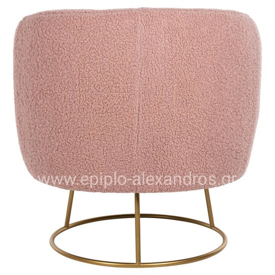 ARMCHAIR ARIEN HM8403.22 BOUCLE FABRIC IN DUSTY PINK-GOLD METAL BASE 78x75x84Hcm.