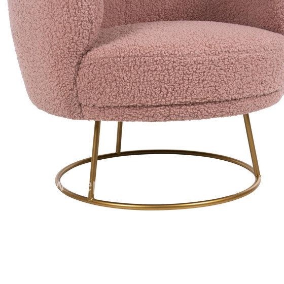 ARMCHAIR ARIEN HM8403.22 BOUCLE FABRIC IN DUSTY PINK-GOLD METAL BASE 78x75x84Hcm.