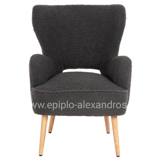 ARMCHAIR MYLIE HM8394.21 GREY BOUCLE FABRIC 66X75X93Hcm.