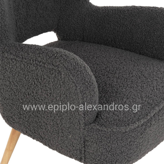 ARMCHAIR MYLIE HM8394.21 GREY BOUCLE FABRIC 66X75X93Hcm.